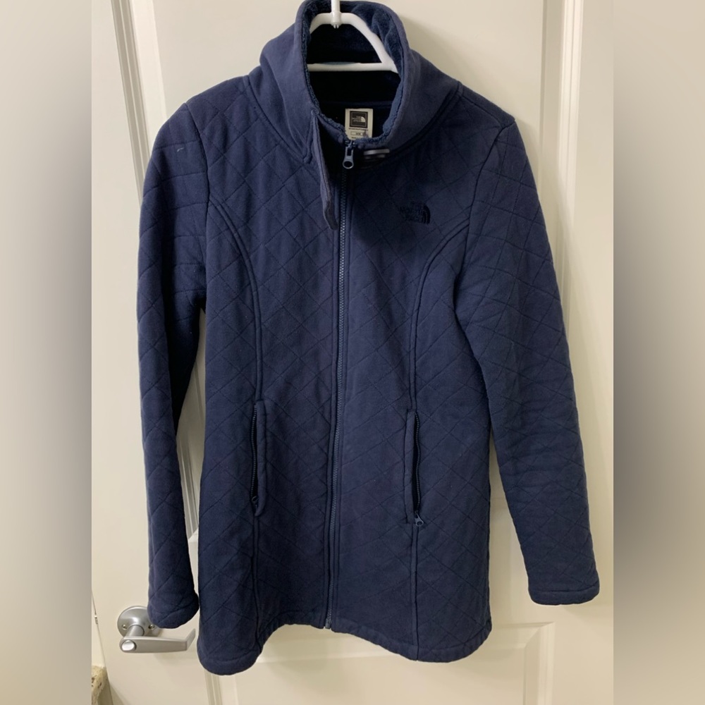 NORTH FACE Navy Quilted Sherpa Zip Up